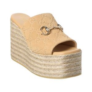 Gucci Horsebit Suede Espadrille, Beige